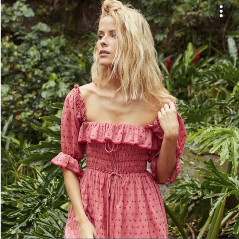 Doen Sol dress in Tea Rose Swiss dot pink size M - NYE SALE!!!